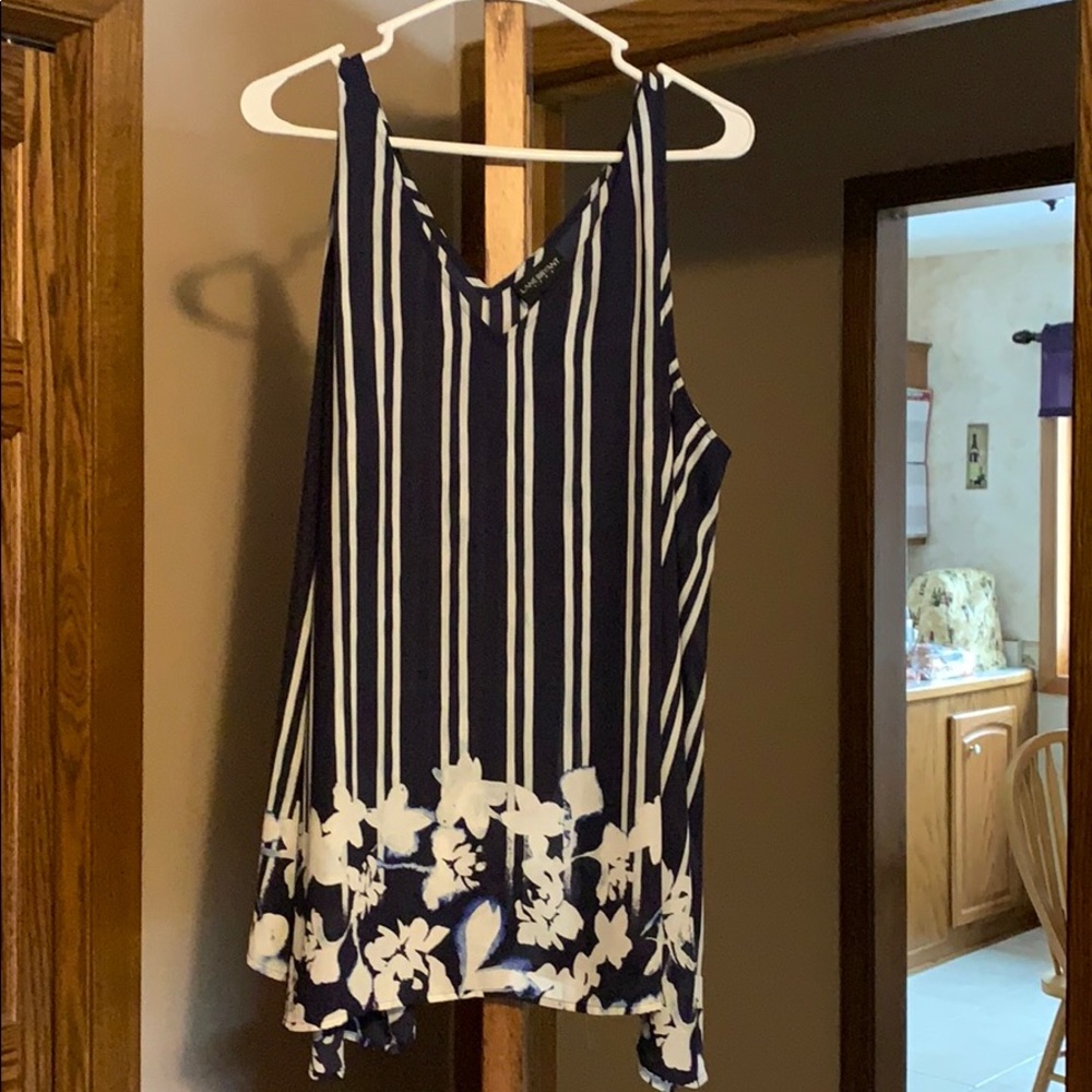 Lane Bryant navy/white tank